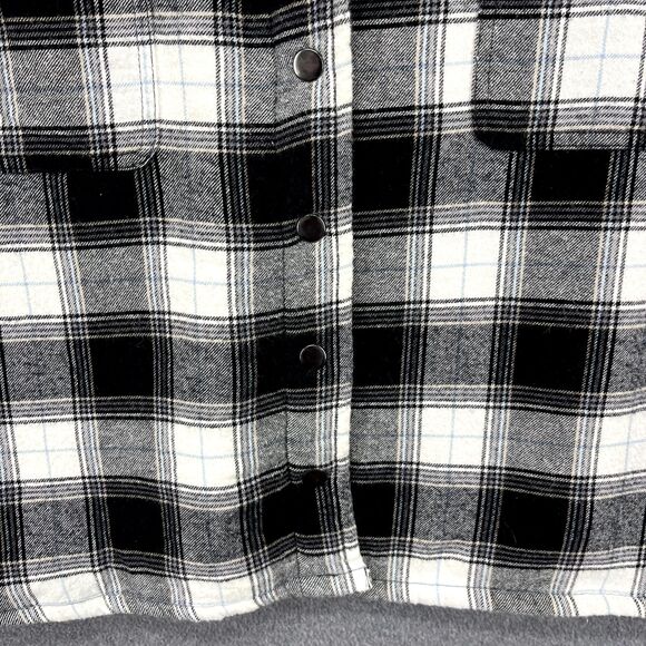 Lucky Brand Jacket Womens XL White Black Buffalo Plaid‎ Fleece Flannel - Picture 6 of 16